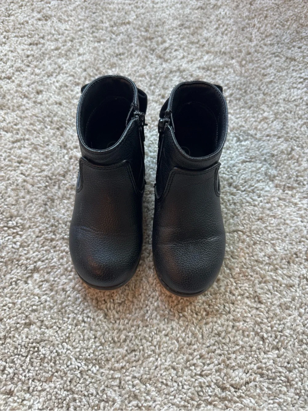 Cat & Jack Girls Black Ankle Boots Size 8 Bow Side Zip Faux Leather